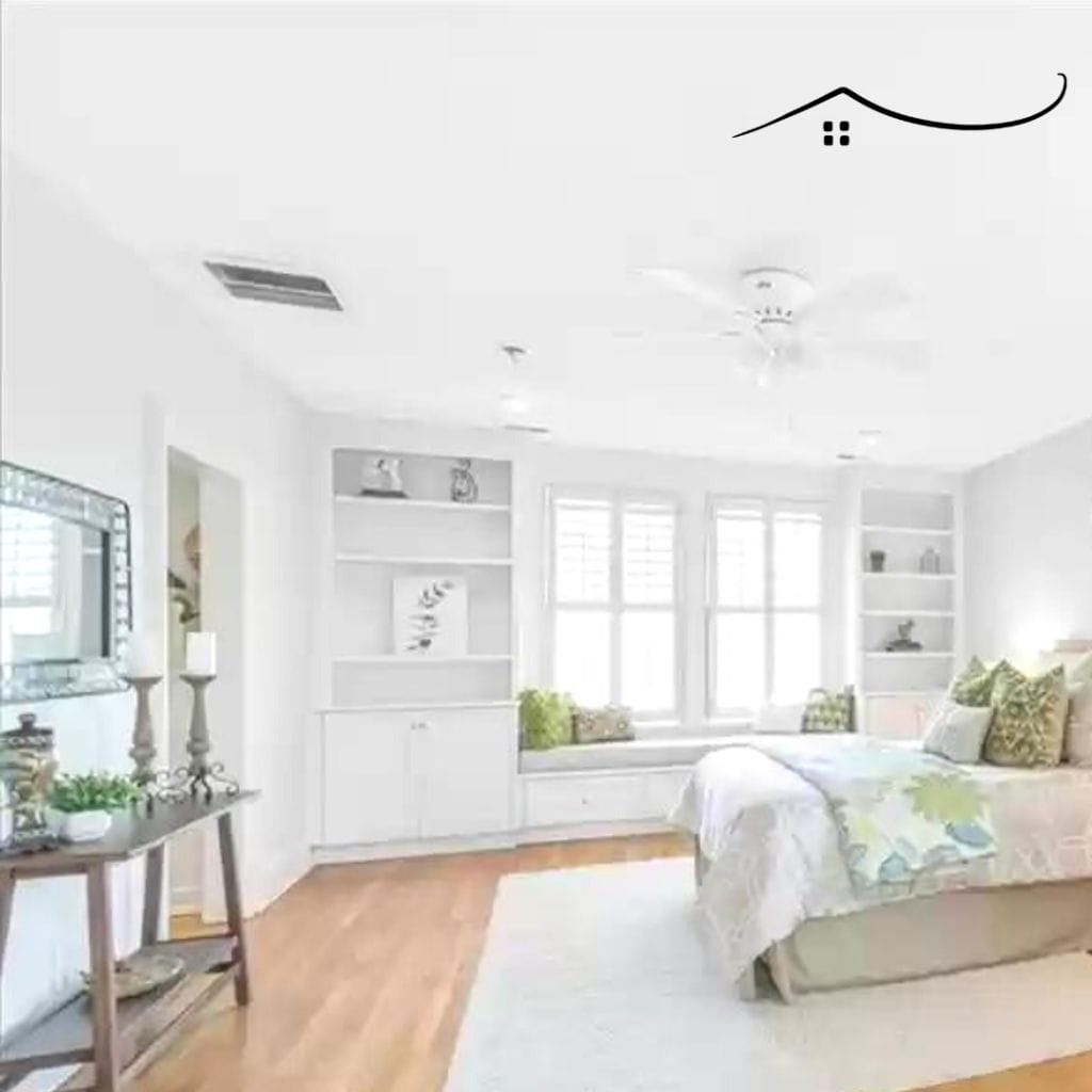 bedroom with white walls