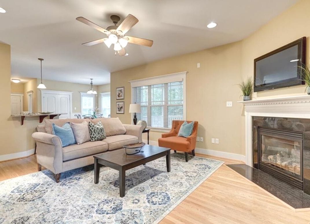 living room with fireplace