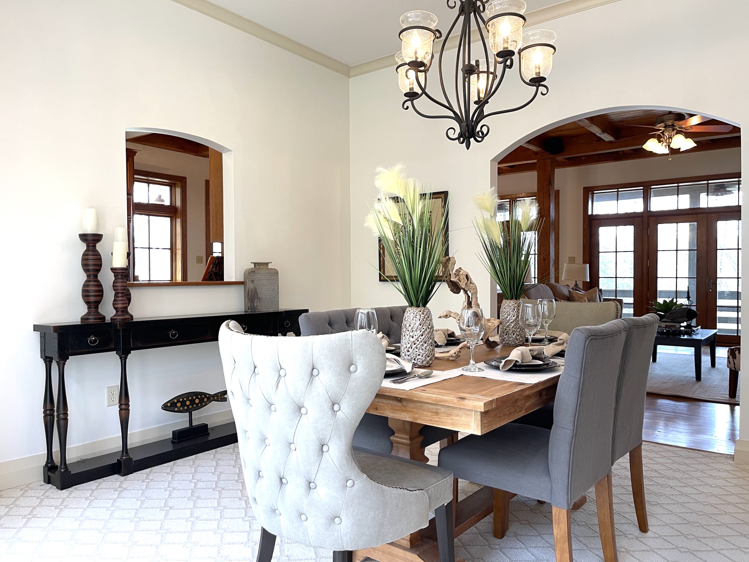 dining room that has been staged for the market