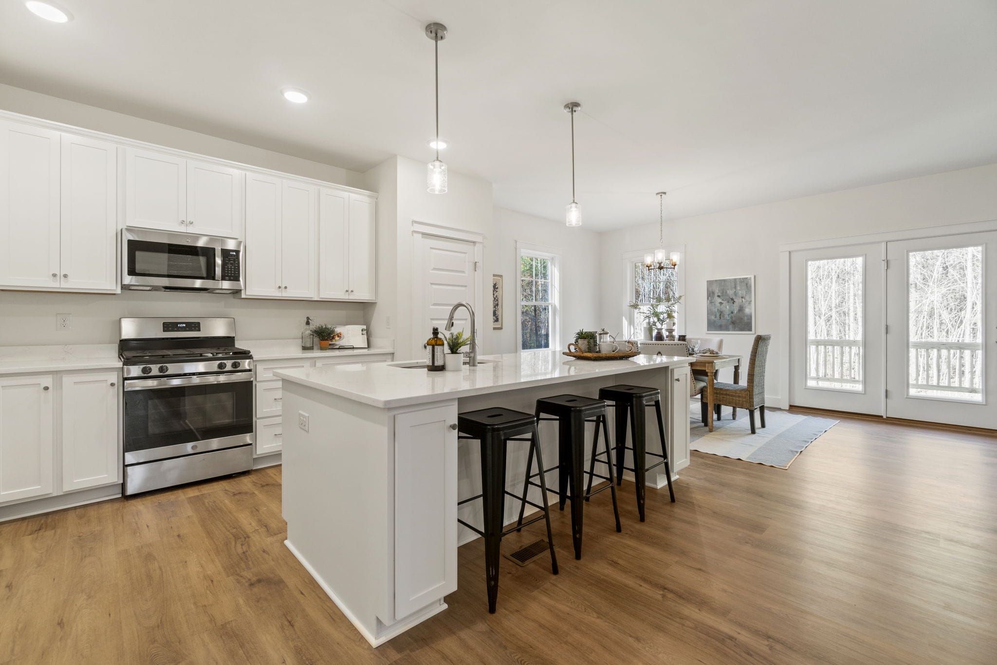 kitchen with white cabinets