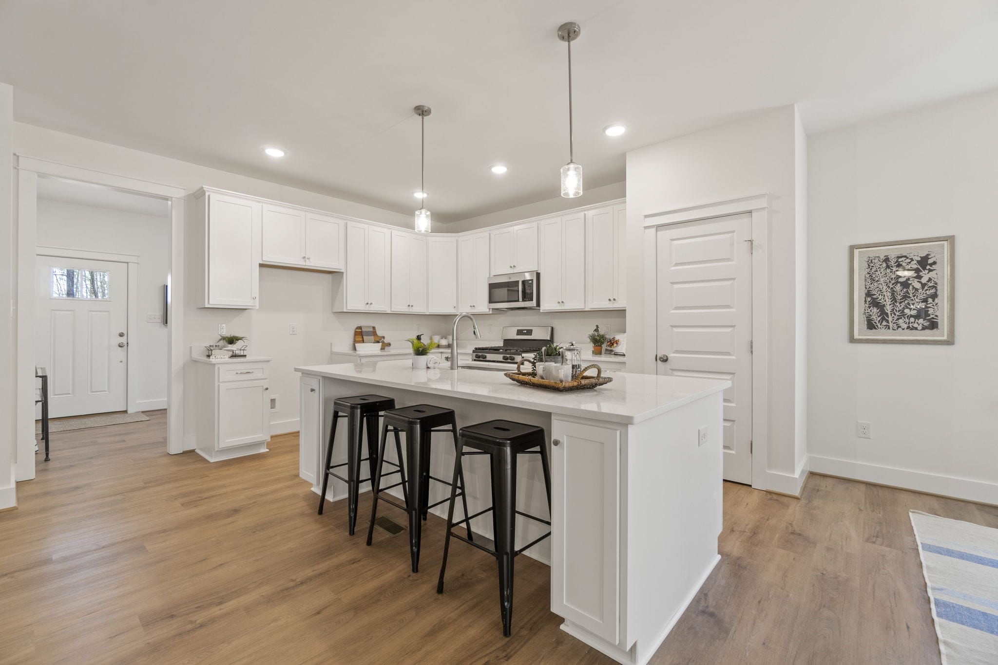 kitchen with white cabinets