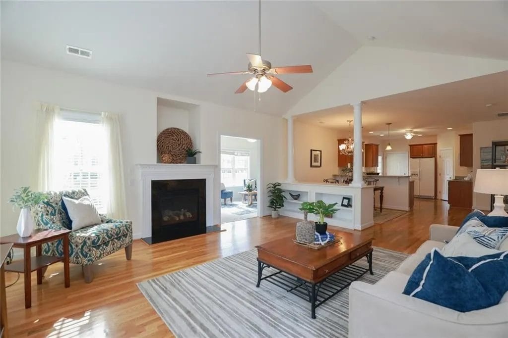 living room with fireplace