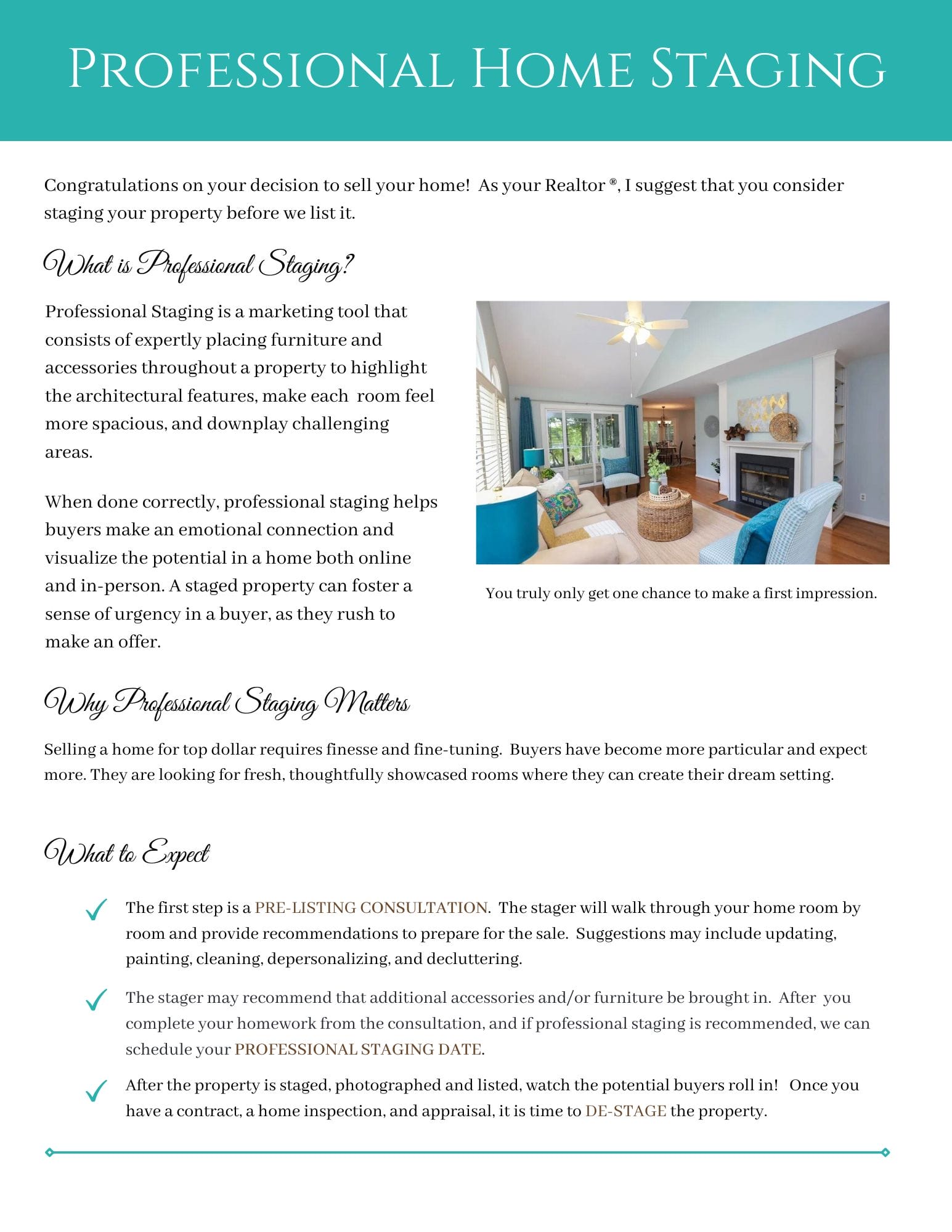 Front Page for Realtor Packet