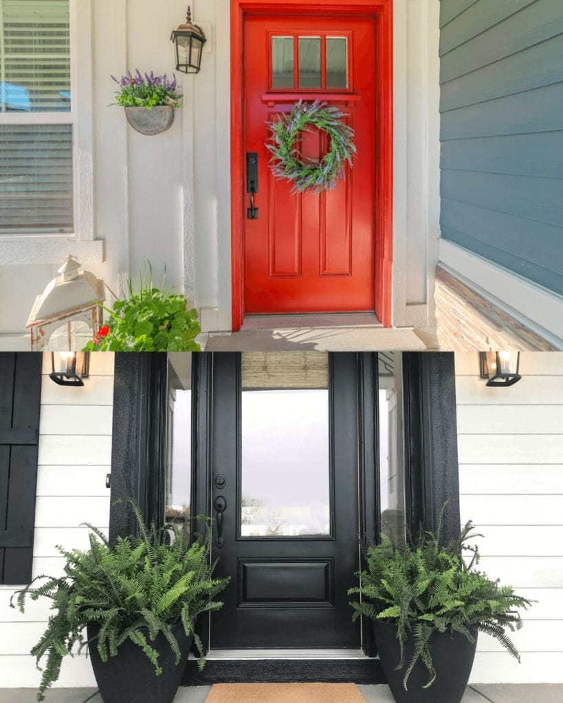 red front door and black front door